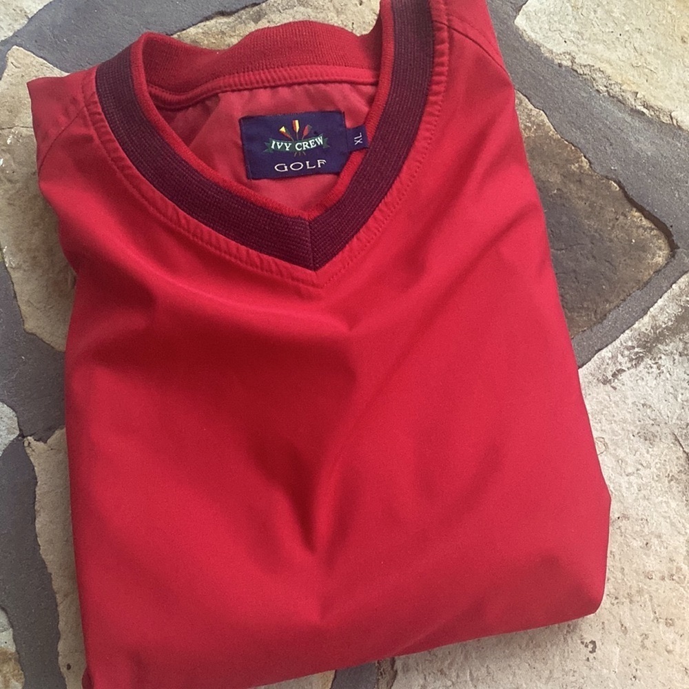 Ivy Crew EUC V-Neck RED Men’s Golf Pullover Wind-shirt - Sz XLarge